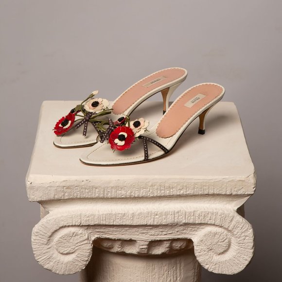 Prada Shoes - Very Rare PRADA White Florals Sandals